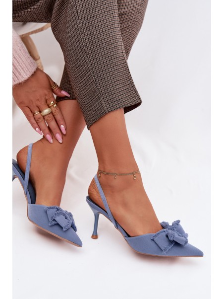 Women's High Heel Sandals With Bow Blue Hestia