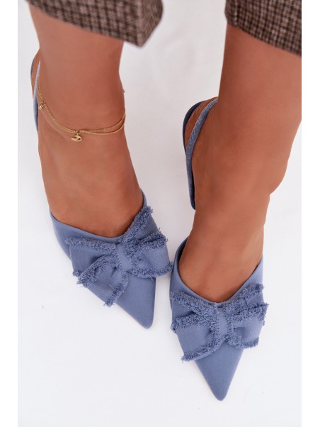 Women's High Heel Sandals With Bow Blue Hestia