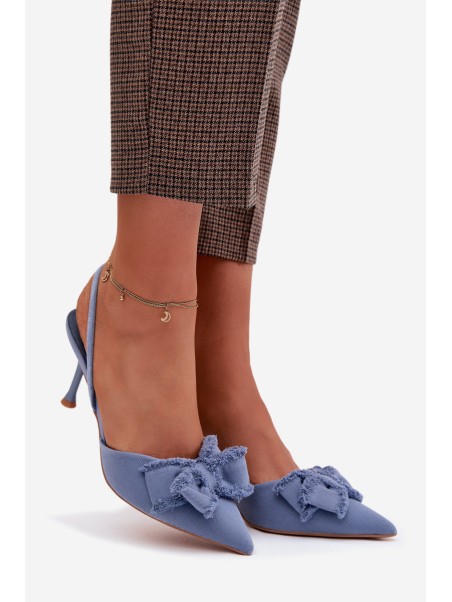 Women's High Heel Sandals With Bow Blue Hestia