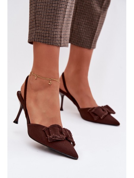 Women's High Heel Sandals With Bow Chocolate Hestia
