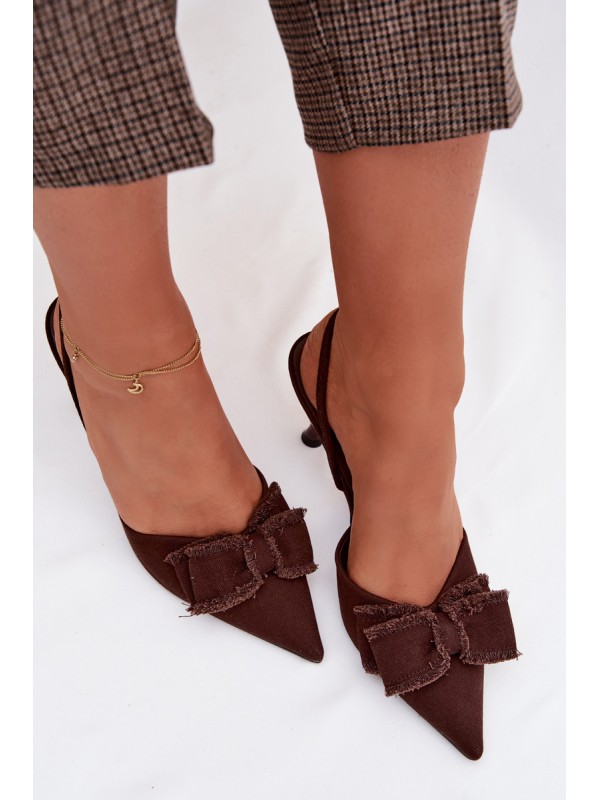 Women's High Heel Sandals With Bow Chocolate Hestia