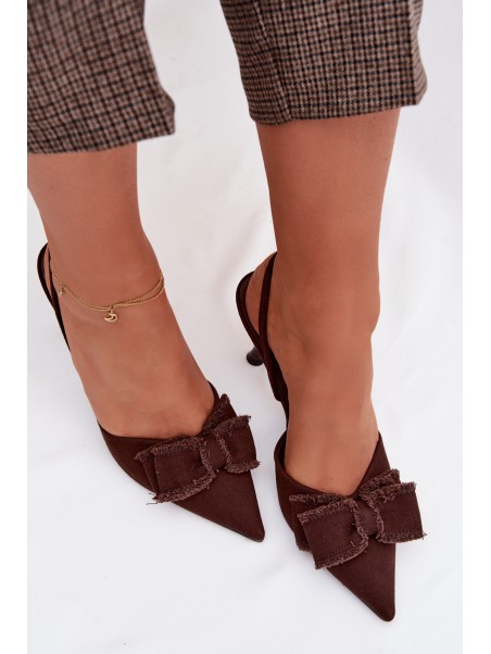 Women's High Heel Sandals With Bow Chocolate Hestia