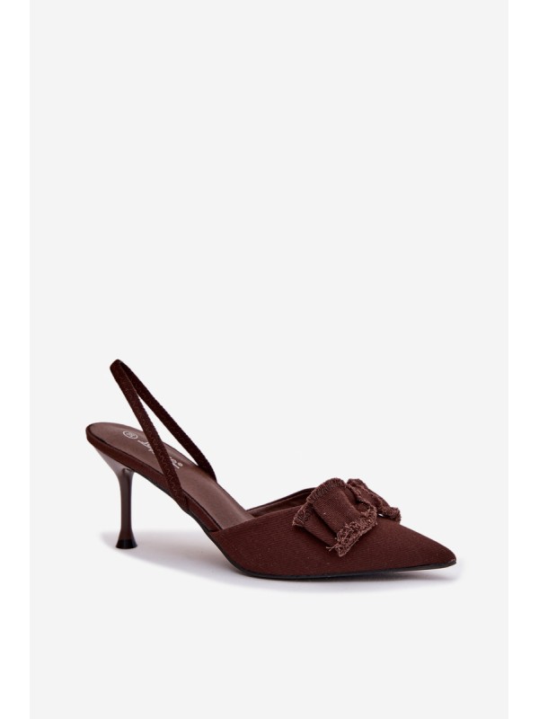 Women's High Heel Sandals With Bow Chocolate Hestia