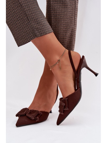 Women's High Heel Sandals With Bow Chocolate Hestia