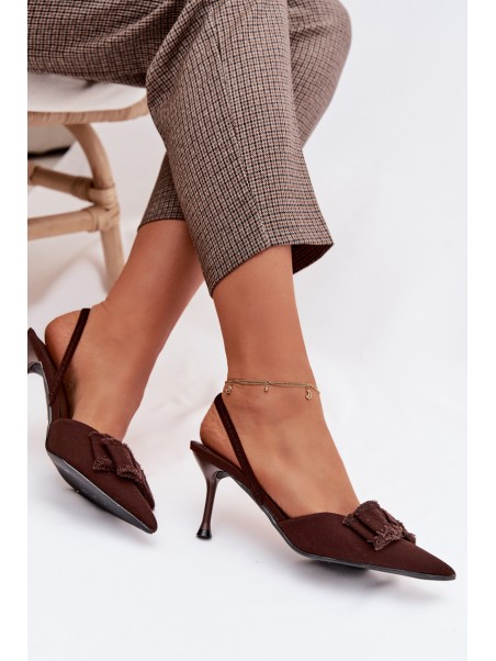 Women's High Heel Sandals With Bow Chocolate Hestia
