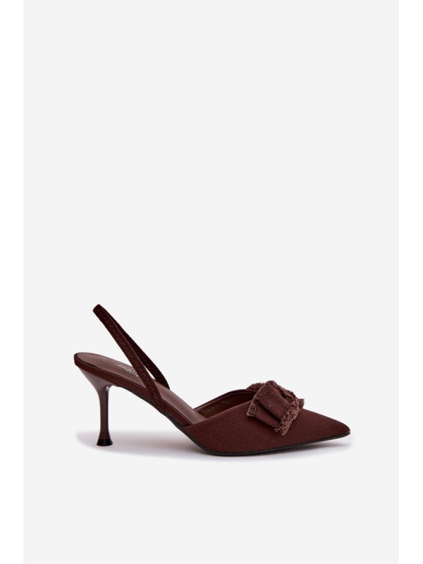 Women's High Heel Sandals With Bow Chocolate Hestia