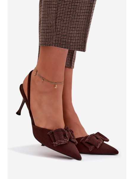 Women's High Heel Sandals With Bow Chocolate Hestia