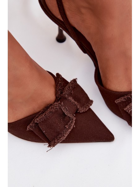 Women's High Heel Sandals With Bow Chocolate Hestia