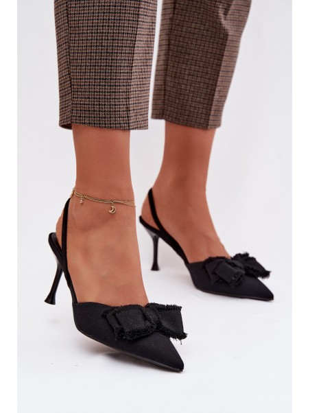 Women's High Heel Sandals With Bow Black Hestia
