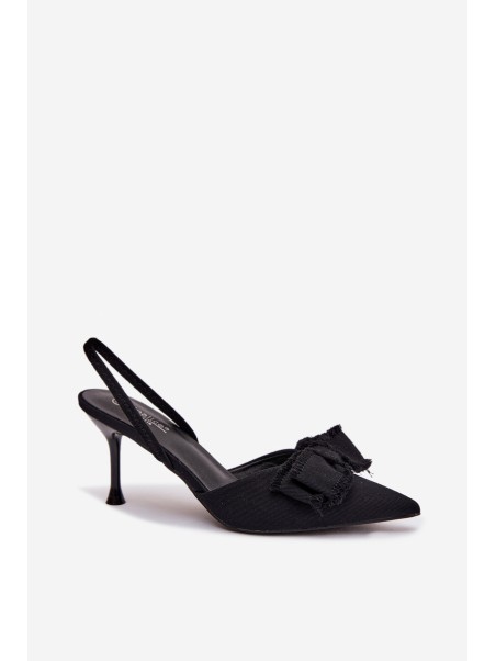 Women's High Heel Sandals With Bow Black Hestia