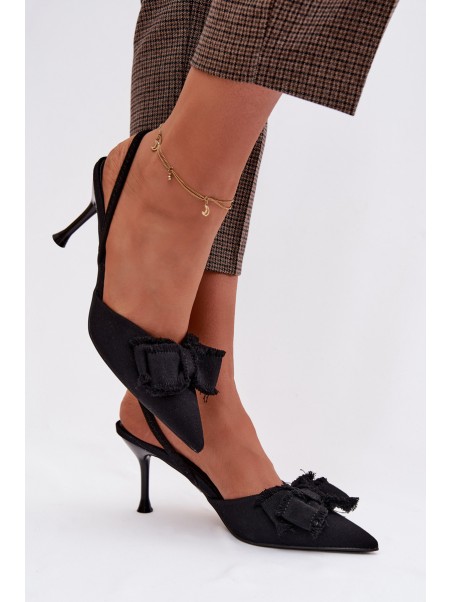Women's High Heel Sandals With Bow Black Hestia