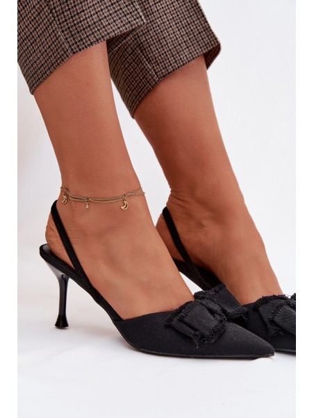 Women's High Heel Sandals With Bow Black Hestia