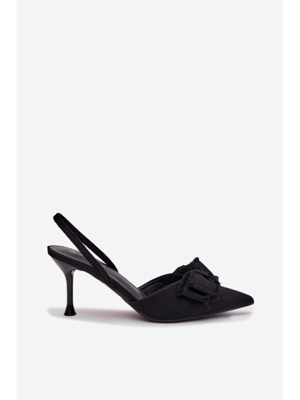 Women's High Heel Sandals With Bow Black Hestia