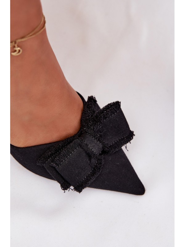 Women's High Heel Sandals With Bow Black Hestia