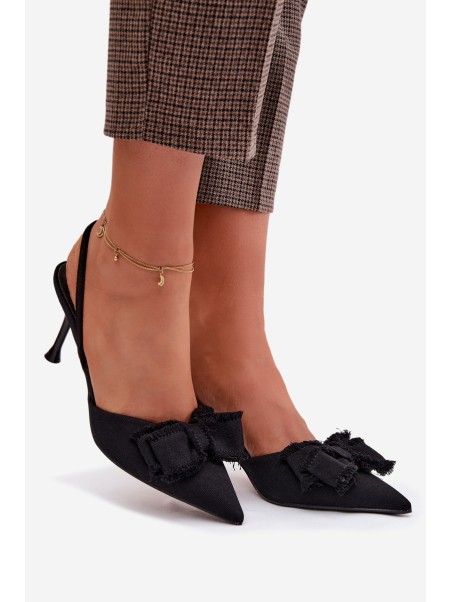 Women's High Heel Sandals With Bow Black Hestia