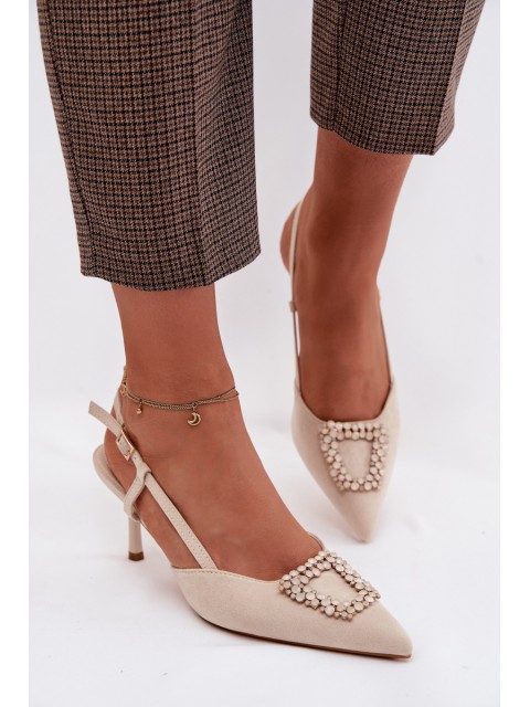 Women's High Heel Sandals With Decoration Light Beige Ismeria