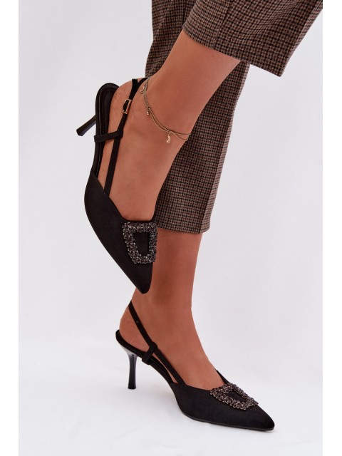 Women's High Heel Sandals With Decoration Black Ismeria