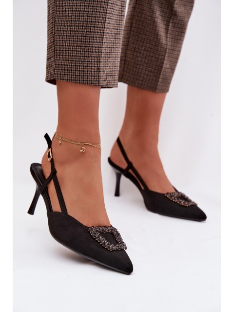 Women's High Heel Sandals With Decoration Black Ismeria 2