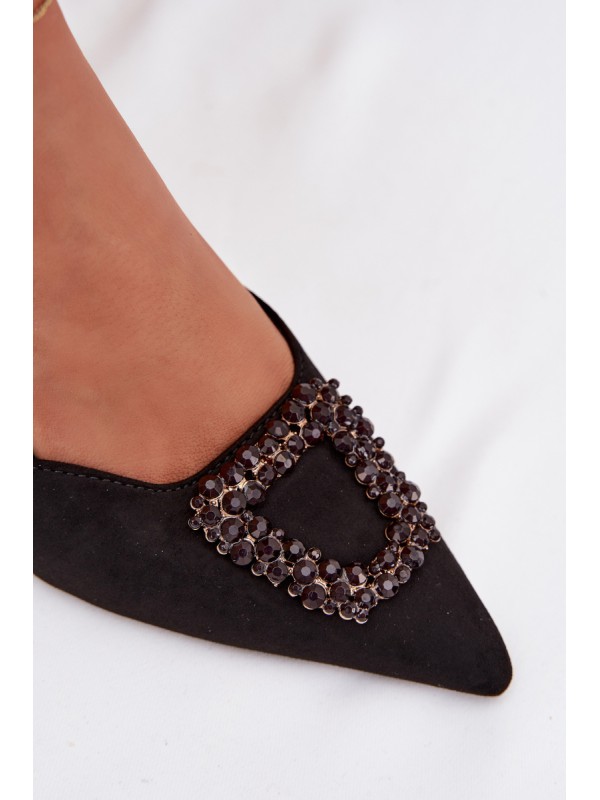 Moteriškos basutės aukštakulniais su dekoracijomis juodos Ismeria