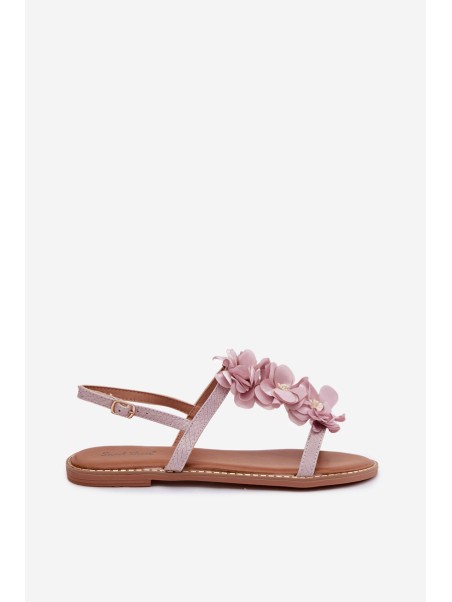 Women's Flat Sandals With Decorative Flowers Purple Noemia