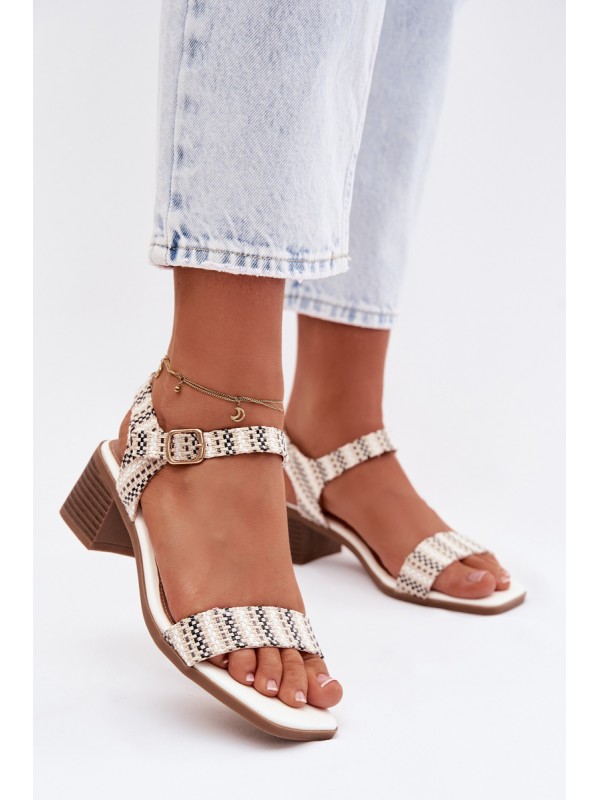 Women's Block Heel White Sandals Sabela 2