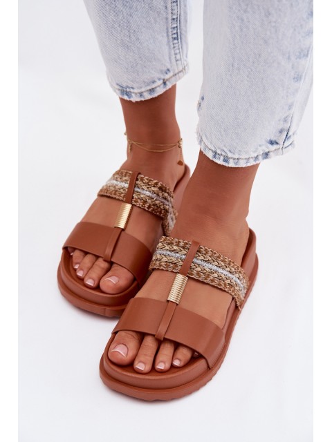 Women's Platform Sandals With Straps And Gold Details Camel Tahlia