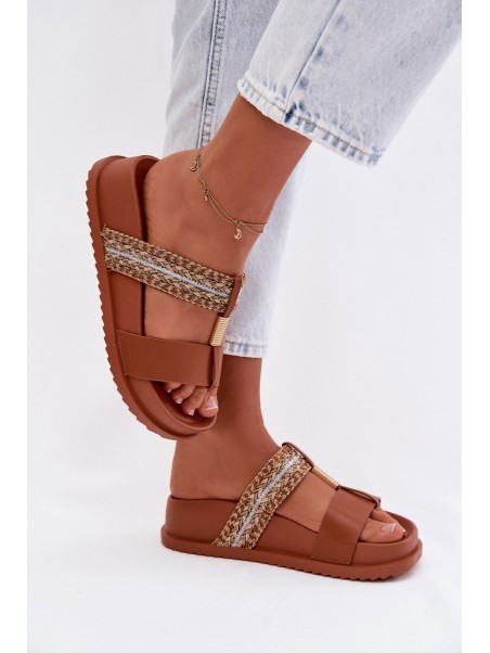Women's Platform Sandals With Straps And Gold Details Camel Tahlia