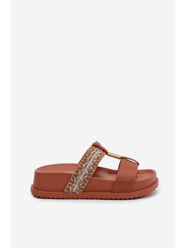 Women's Platform Sandals With Straps And Gold Details Camel Tahlia