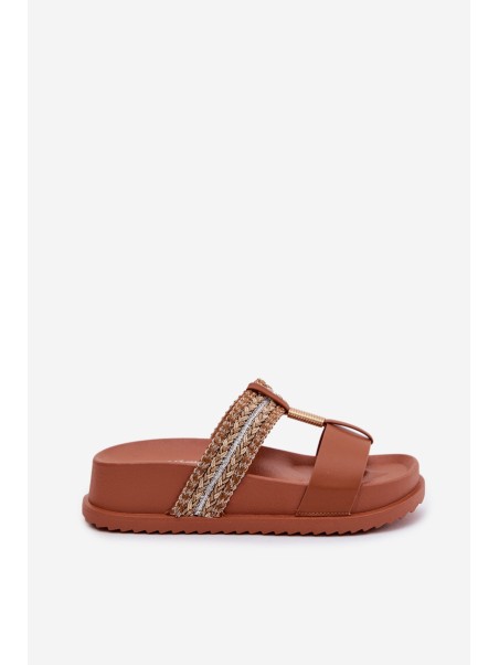 Women's Platform Sandals With Straps And Gold Details Camel Tahlia