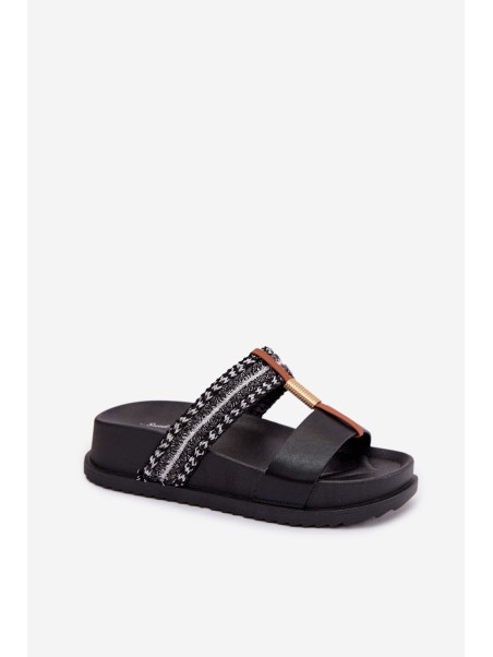 Women's Platform Sandals With Straps and Gold Details Black Tahlia
