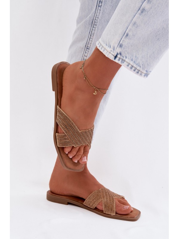 Women's Flat Gold Zinnia Slides