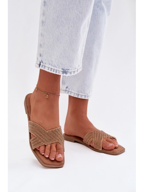 Women's Flat Gold Zinnia Slides 2