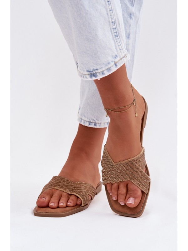 Women's Flat Gold Zinnia Slides