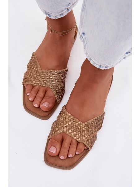 Women's Flat Gold Zinnia Slides