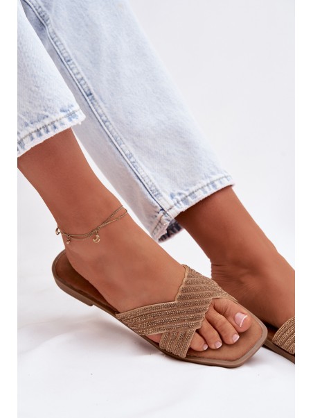 Women's Flat Gold Zinnia Slides