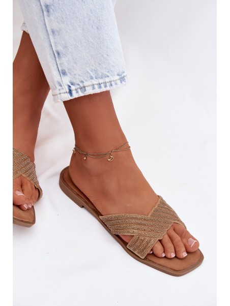 Women's Flat Gold Zinnia Slides