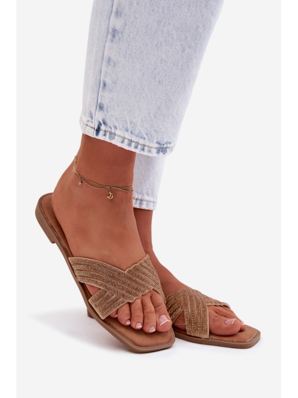 Women's Flat Gold Zinnia Slides