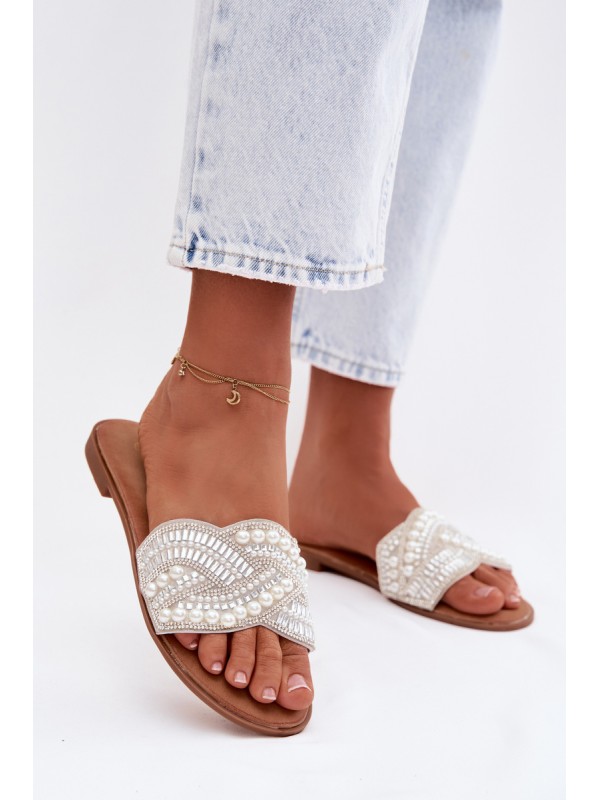 Embellished Silver Flat Dovima Slides 2