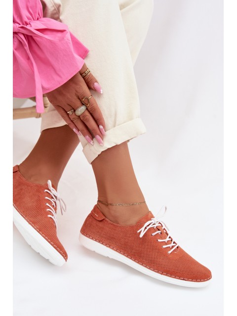 Women's Suede Loafers S.Barski LR61-7080 Orange