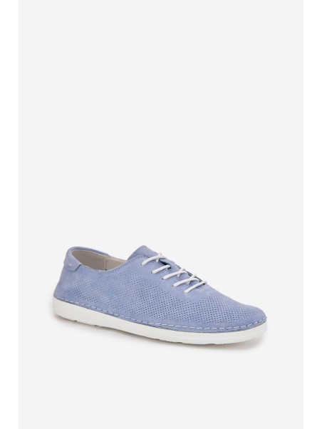 Women's Suede Loafers LR61-7080 Blue
