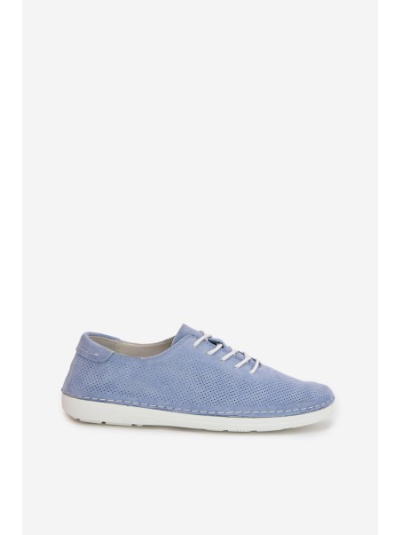 Women's Suede Loafers LR61-7080 Blue