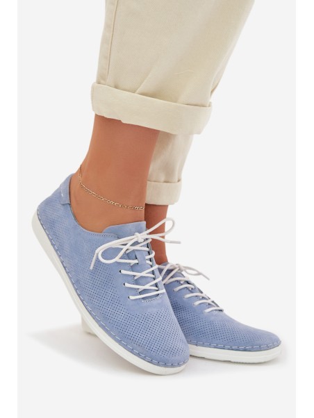 Women's Suede Loafers LR61-7080 Blue