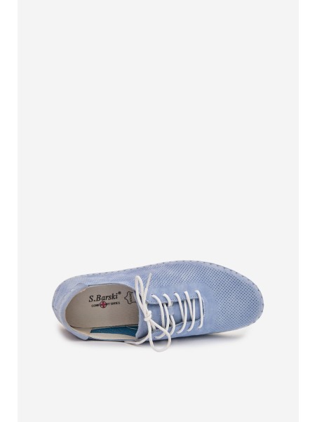 Women's Suede Loafers LR61-7080 Blue