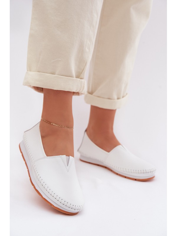 Leather Women's Loafers LR61-7051 White 2