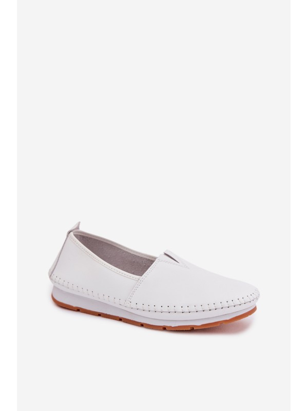 Leather Women's Loafers LR61-7051 White