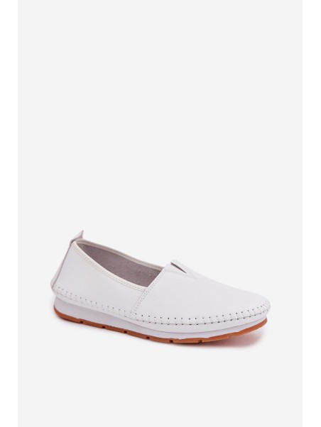 Leather Women's Loafers LR61-7051 White