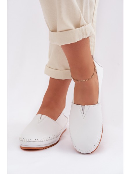 Leather Women's Loafers LR61-7051 White
