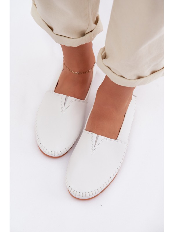 Leather Women's Loafers LR61-7051 White