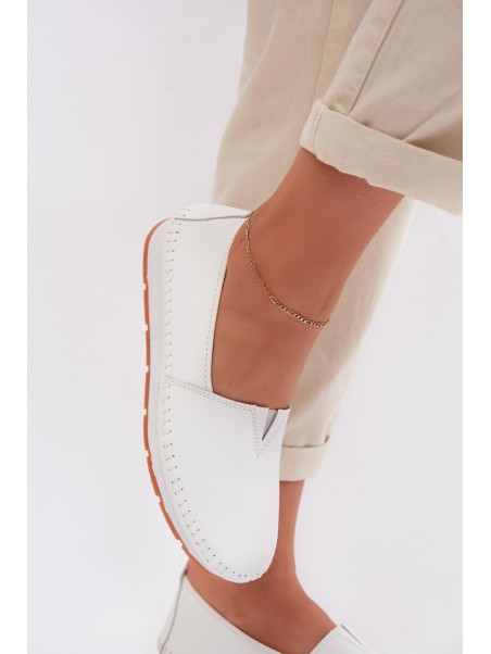 Leather Women's Loafers LR61-7051 White