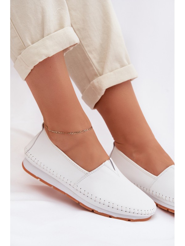 Leather Women's Loafers LR61-7051 White